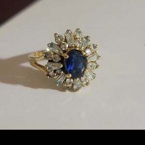 Jacqueline Kennedy Simulated Sapphire Ring Size 9